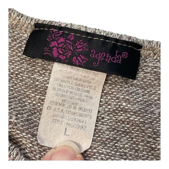 Y2K Agenda Top Womens L Floral Rhinestone Embellished Heather Beige Ruched Retro - Picture 5 of 8